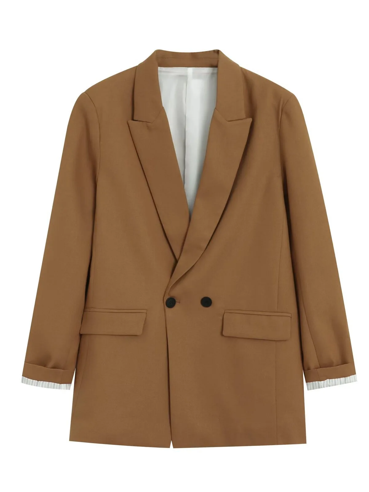 Withered Simple And Loose Double Breasted Mid Length Suit Jacket Women's Jacket Woman Clothes Tops Ropa Mujer Blazer Woman
