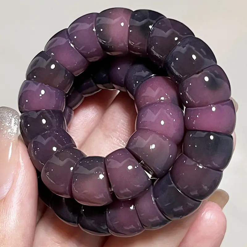 Chinese Style Gradient Grape Purple Pig Intestine Bodhi Root Beaded Bracelet Lucky Fortune Blessing Good Luck Fidget Wristband