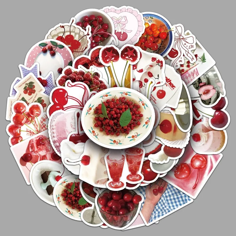 50pcs/set INS Aesthetic Fruit Series Scrapbook Journal Sticker DIY Decor Sweet Strawberry Peach Cherry Watermelon Decal Gift