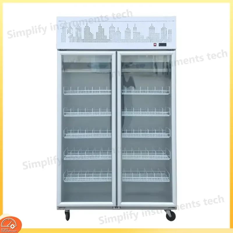 650L Two-Door Glass Door Supermarket Refrigerator Air-Cooled Frost-Free Automatic Defrost Restaurant Commercial Cooler Large