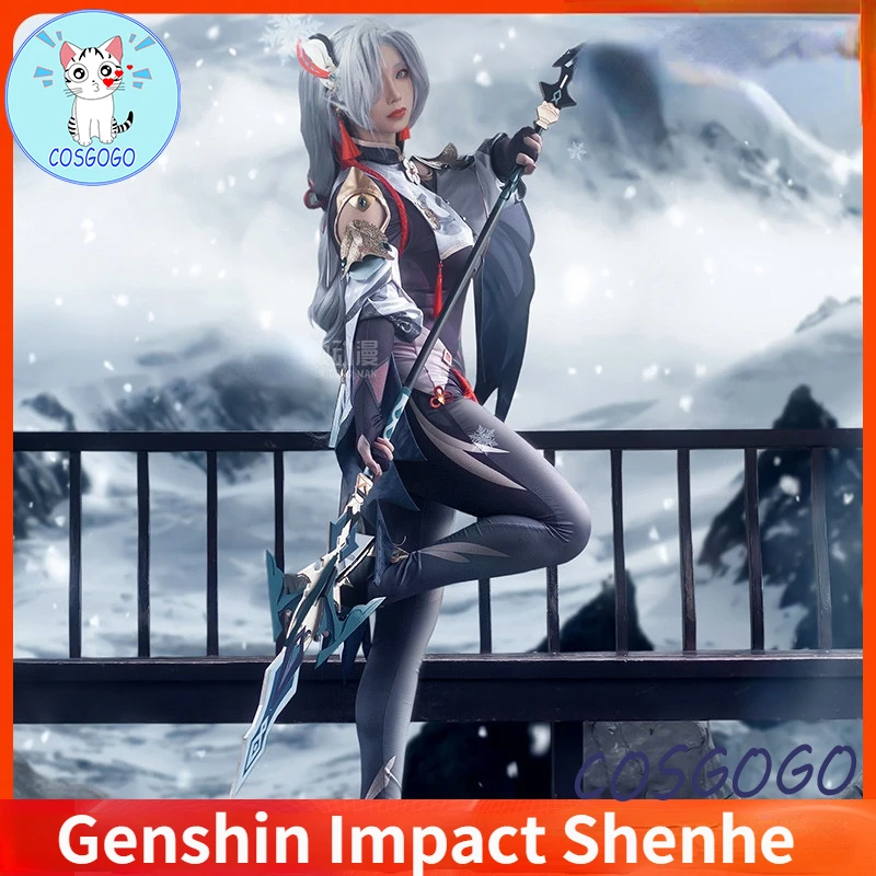 

COSGOGO Game Genshin Impact Shenhe Cosplay Costume Shen He Cosplay Sexy Shenhe Cosplay Bodysuit Costume halloween role play