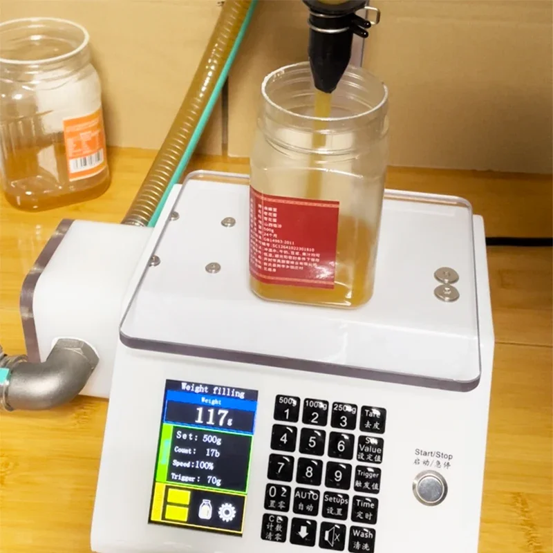 التلقائي بالكامل العسل ملء آلة ، الوزن الكمي ، بالتنقيط واقية الغذاء السائل لزج ، التلقائي بالكامل