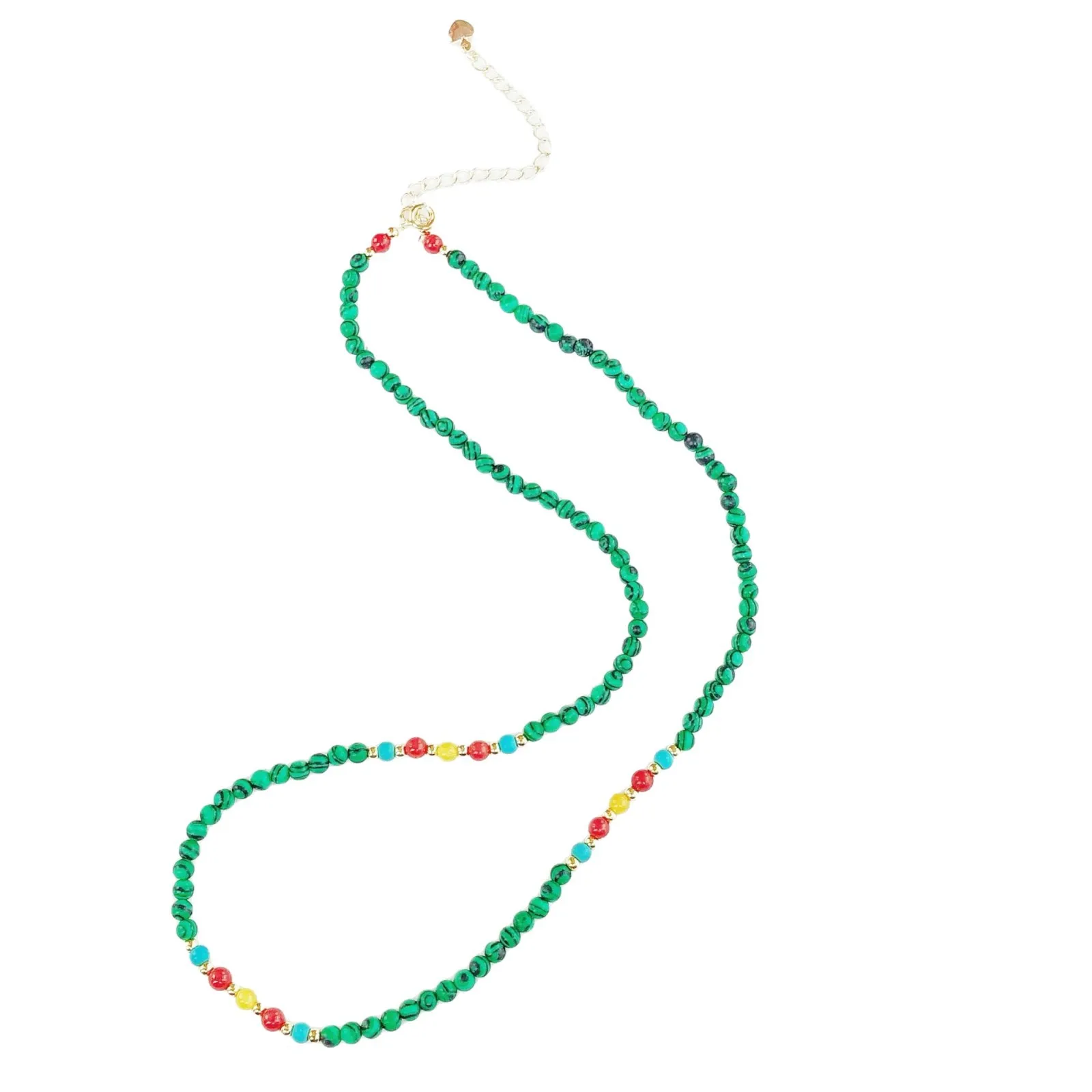 

Bohemian Style Malachite Collarbone Chain Personalized Fashionable Necklace for Women Jewelry Green Beads Choker 3.4mm Collar