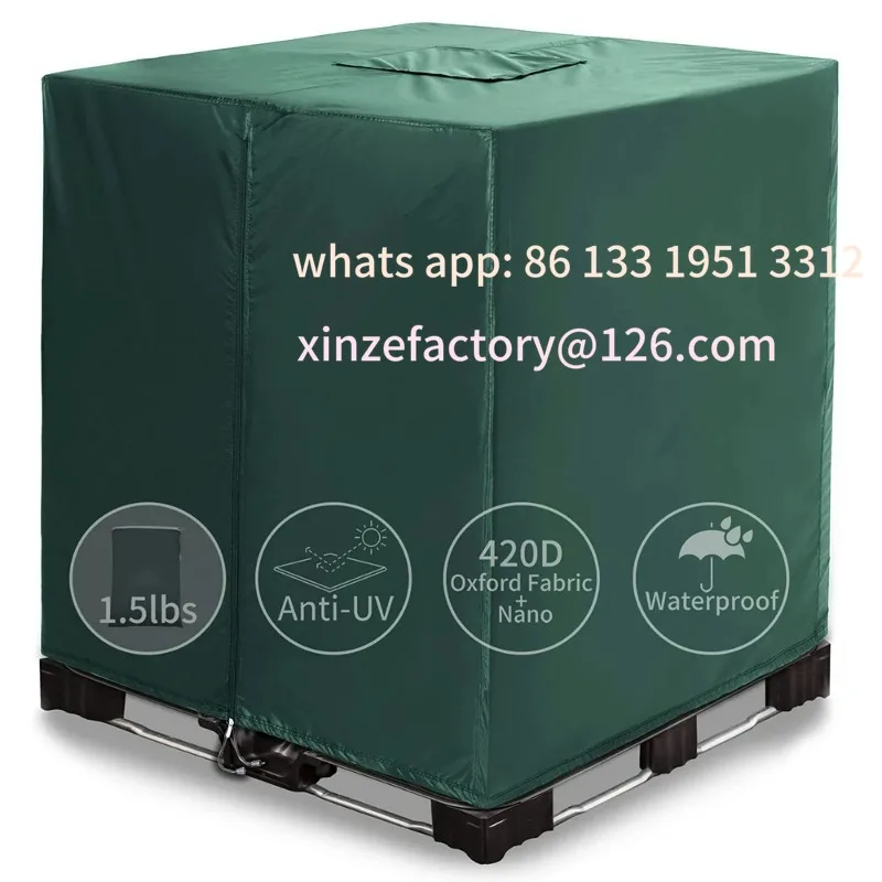 Customizable Zipper 420D Heavy Sunscreen Material 1000L Outdoor Garden Protection Cover IBC Water Tank 330 Gallon Tote Coverz