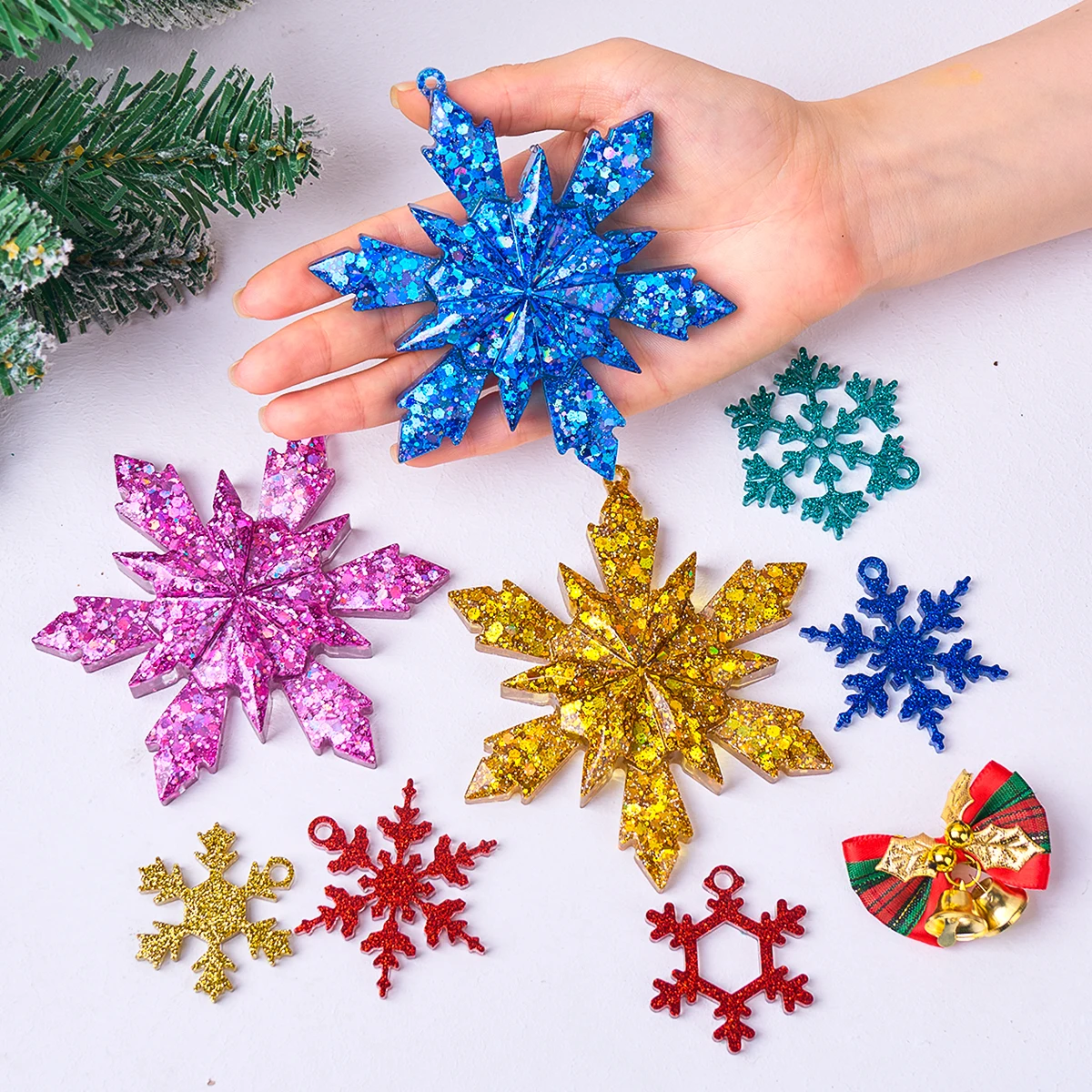 Snowflake Crystal Epoxy Resin Silicone Moulds Christmas Ornaments Pendant DIY Resin Casting Gypsum Mold Holiday Craft Supplies