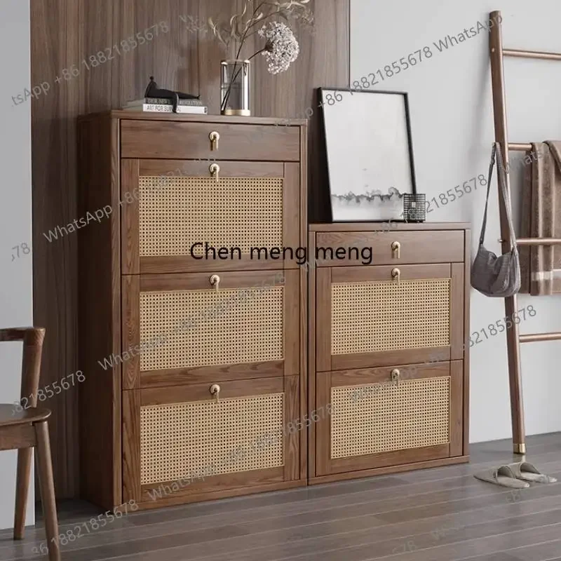 

Wood Storage Shoe Cabinet Organizer Small Entrance Simple Solid Side Shoe Rack Tipping Bucket Space-saving Living Room Furniture