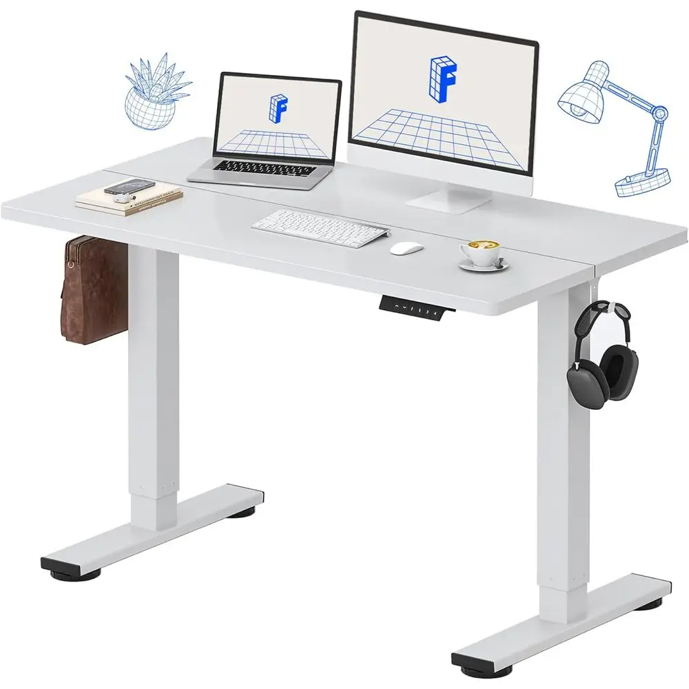 

Standing Desk Electric Height Adjustable Desk with 48 x 24 Inch Splice Board, Home Oice Computer Workstation, White Top + Whit