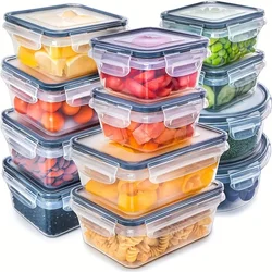 Recipientes herméticos de alimentos, Lancheiras Set, Microwave Safe, BPA Free, Grau alimentício, Recipiente de Plástico PP, 12pcs por conjunto