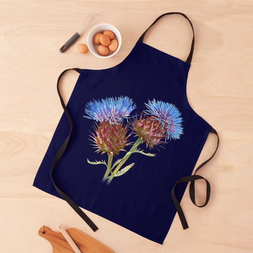 Scottish Thistle (Navy) Apron Barber home women Kitchen Apras Man Korean Apron