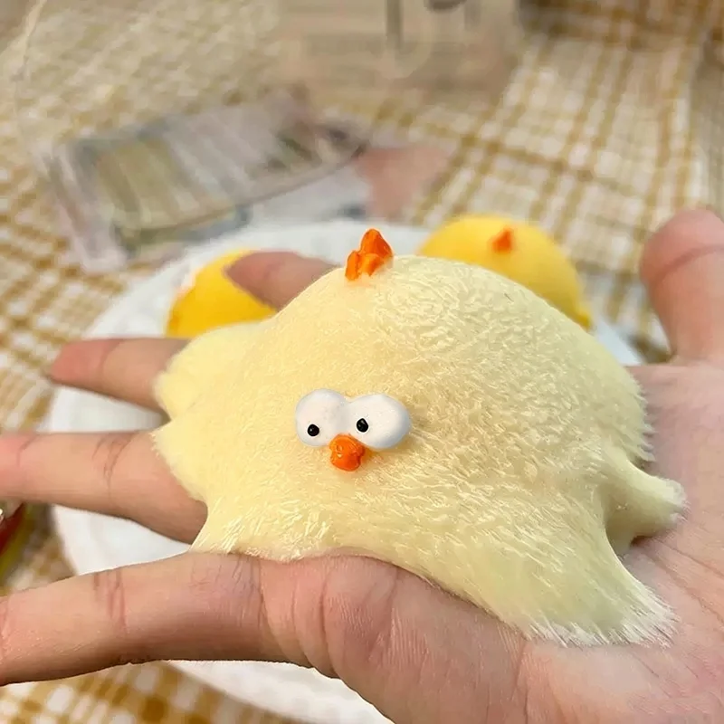 Cute Cartoon Chick Burger Detachable Squishy Toy Non-toxic Fast Rebound TPR Stress Relief Sensory Squeeze Desktop Place Ornament