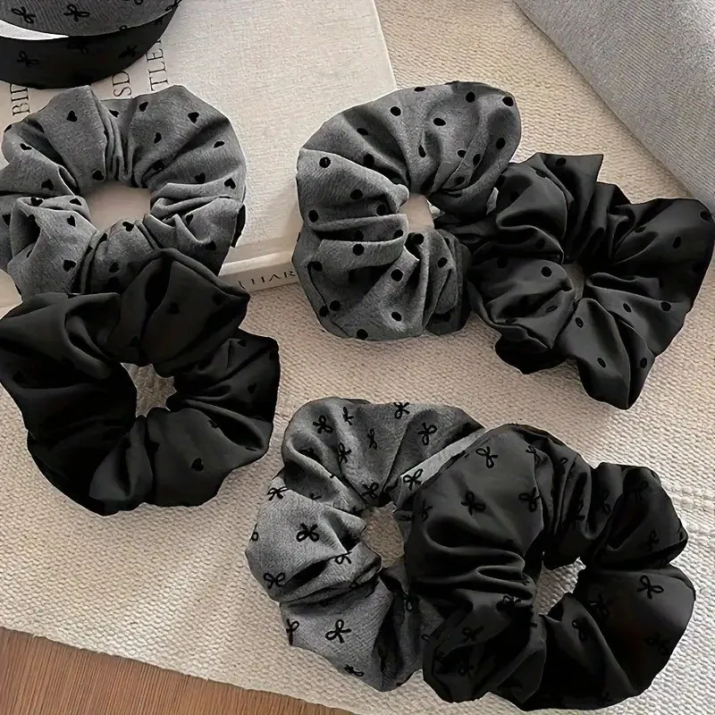ที่คาดผมลายจุดโบว์สำหรับฤดูใบไม้ร่วงและฤดูหนาว สไตล์เรโทร ยืดหยุ่นสูง คุณภาพดี ยางมัดผมแบบเรียบง่าย อุปกรณ์เสริมผม