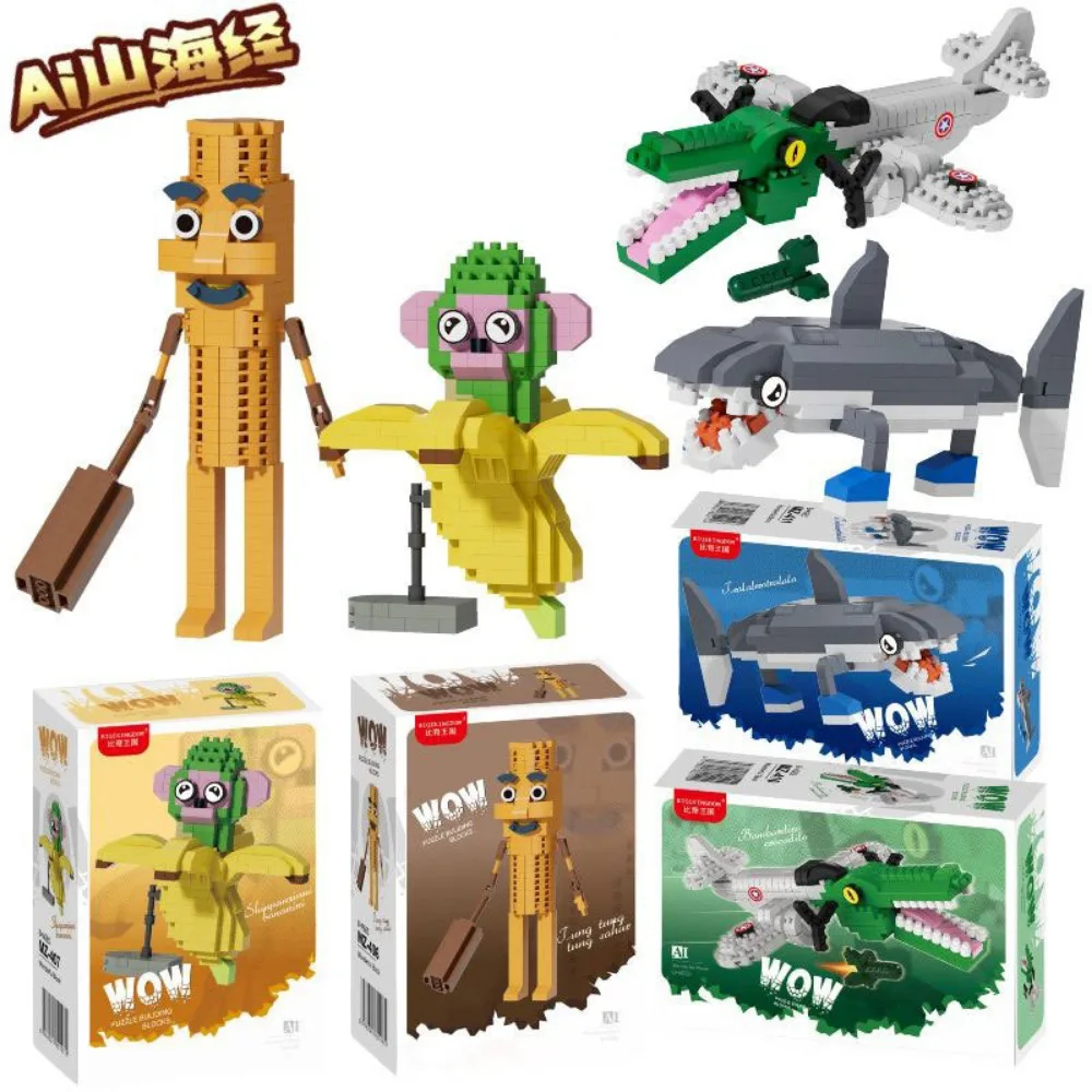 

Hot Tung Tung Sahur Brainrot Animals Building Blocks Tralalelo Tralala Shark Bricks Toy Gift for Children Kids Kids Toys Boys