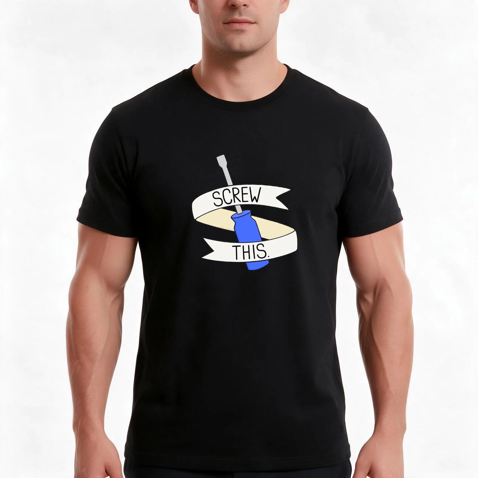 Screw This T-Shirt, Summer Casual Cotton Tee, Oversized Streetwear Tops, Vintage Graphic Print, Loose Fit Short Sleeve
