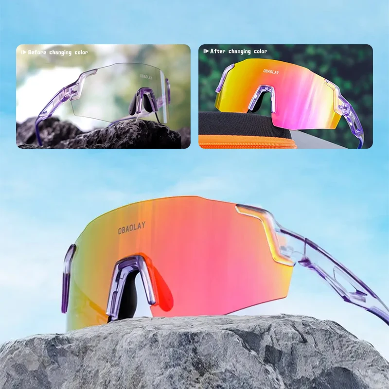 Best Seller Bike Photochromic Sunglasses Unbreakable PC Lens, UV Protection for Pickleball glasses, Outdoor Activities