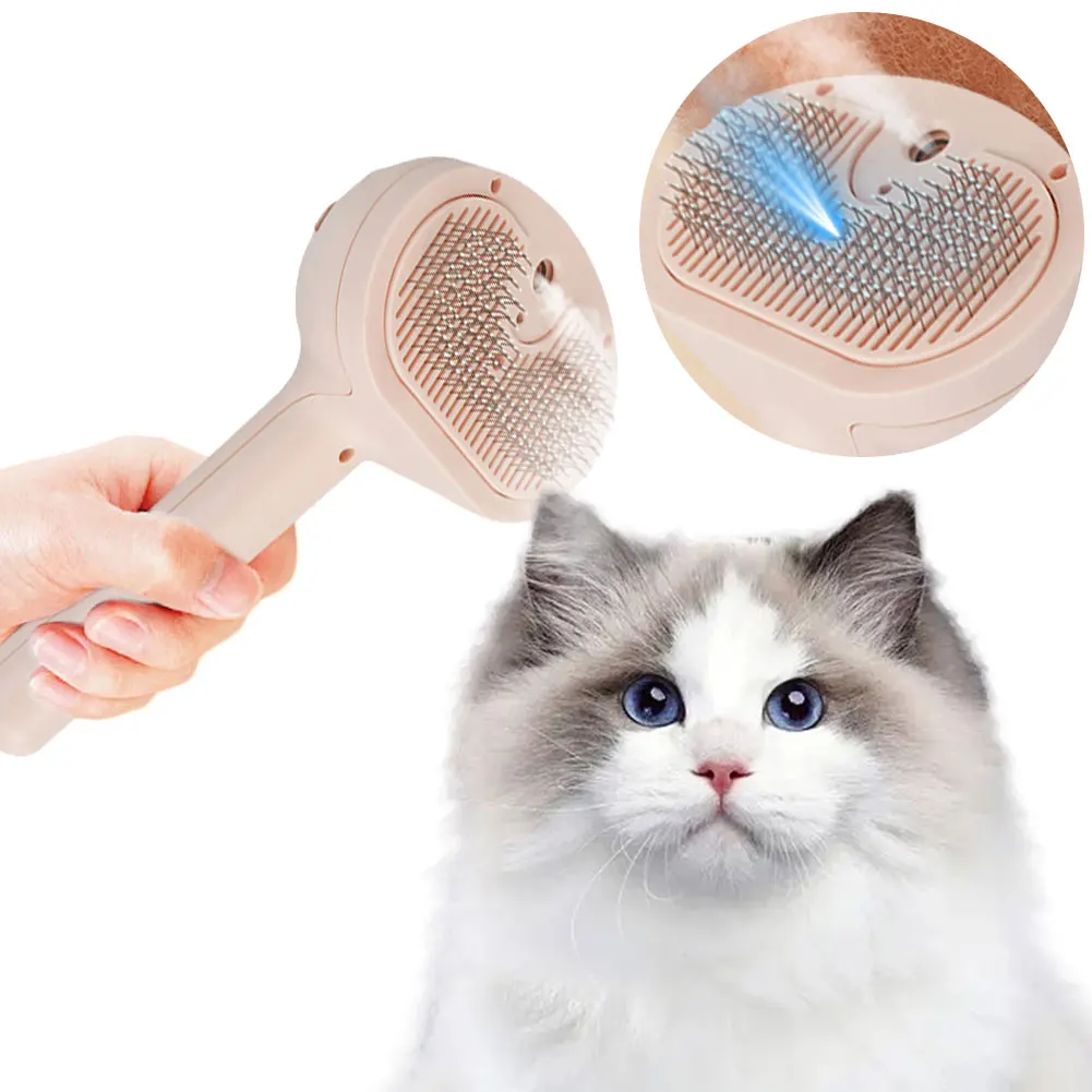 

Cat Steam Brush with Release Button Steamy Pet Brush Rechargeable Massage Grooming Brush for Long and Short Hair Dogs and Cats