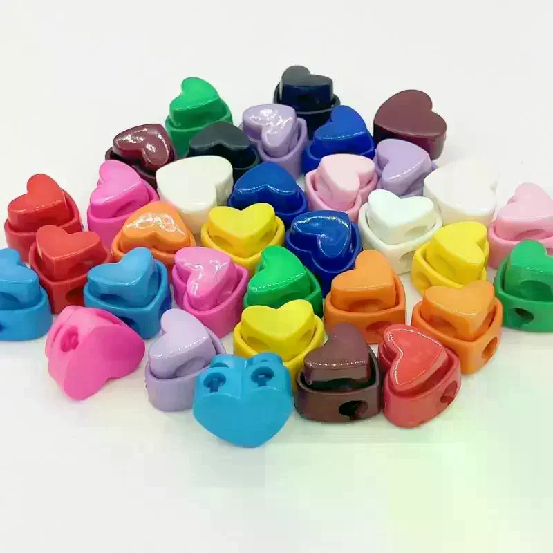 10/20pcs Colorful Heart-Shaped Needle Stoppers Double Hole, Spring Toggle For Knitting Crochet DIY Craft Stoppers Needle Holder