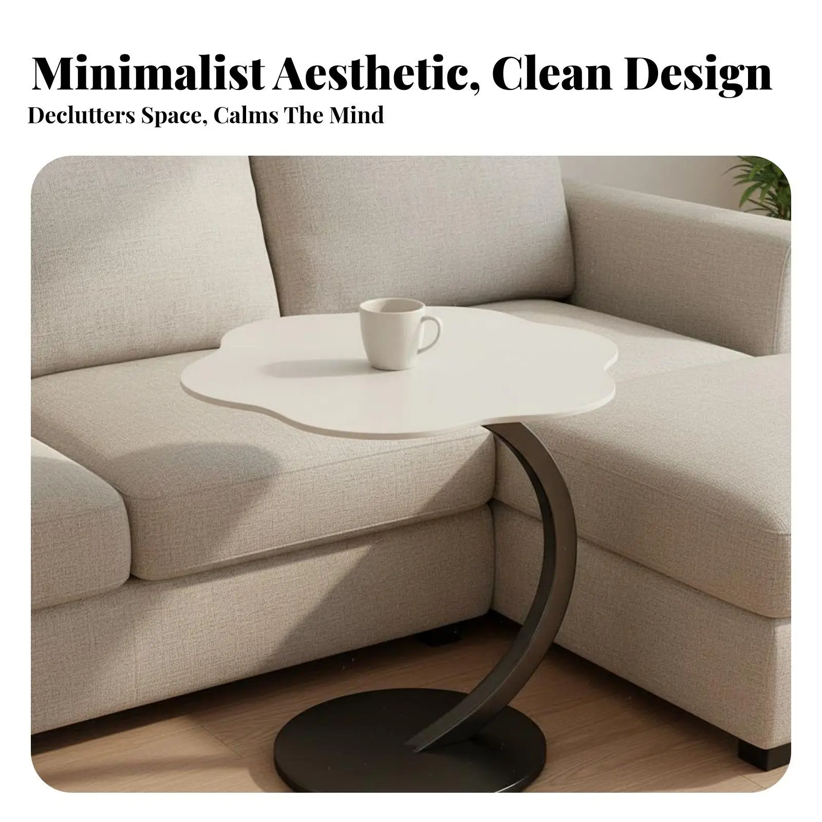 Chic Puff Design End Table for Living Room Space Saving C Side Table for Sofa Modern Home Furniture Cream White