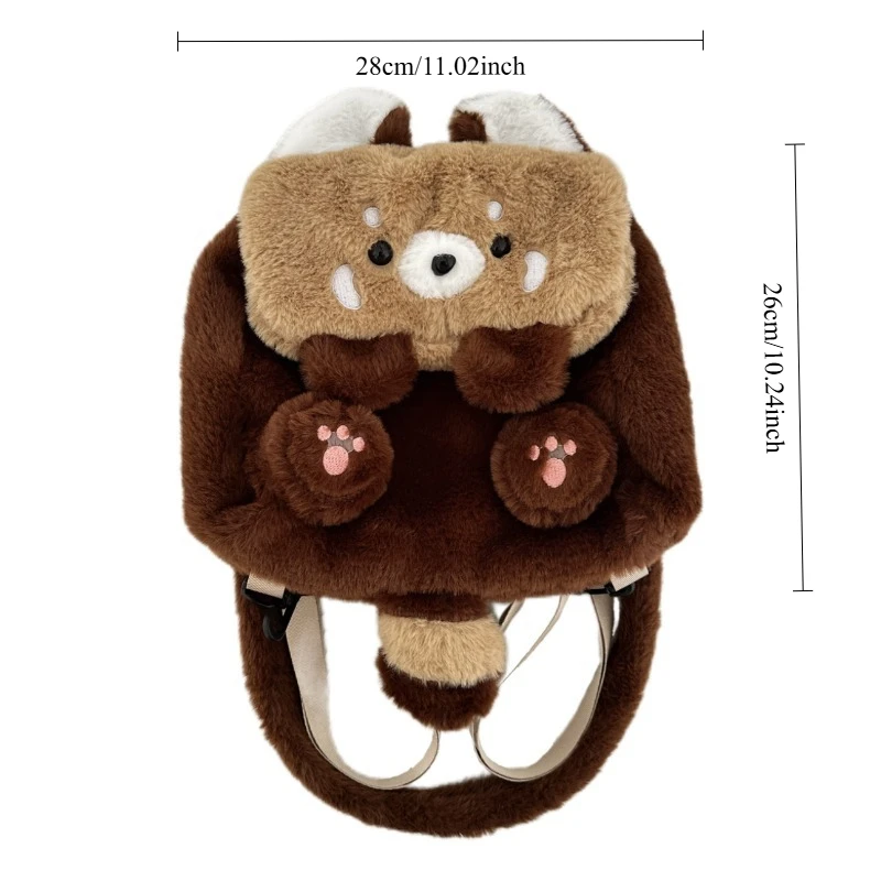 Cute Raccoon Fashionable Plush Backpack Detachable Shoulder Strap Bag Soft Cute Bag Anime Plushie Backpack Bags for Woman