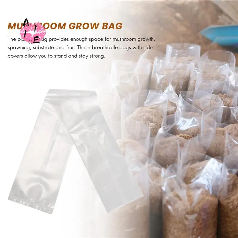A11E-100Pcs Mushroom Growing Bag Spawn Bags Thick 6 Mil Bags 5.9Inchx13.8Inch 0.2 Micrometre Filter Breathable Autoclavable