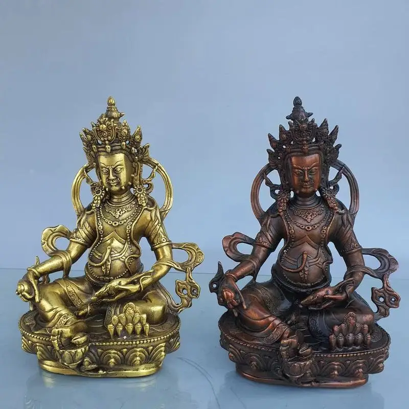 Brass Yellow Wealth God Tantric Dual-Corpus Buddha Ornament, Double-Body Statue, Tibetan Buddhist Worship