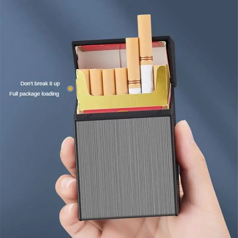 2024 New Can Hold 20 New Metal Cigarette Case Flashlight USB Lighter Windproof Jet Rechargeable Gas Lighter Men's Gadget