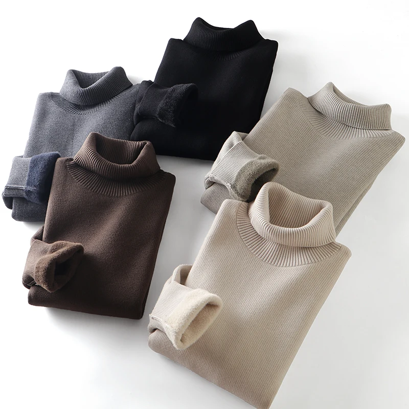 

Теплый свитер с высоким воротником в американском стиле ретро, мужской зимний бархатный свитер на подкладке, мужское трикотажное нижнее белье