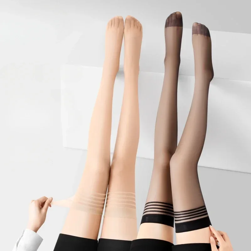 Sexy Striped Knee High Socks Thigh High Stockings Women Stockings Lingerie Ultra-thin Transparent Nylon Long Socks Stockings