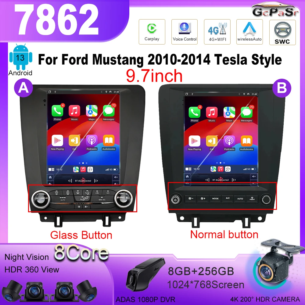 

Android 13 для Ford Mustang 2010-2014 стиль Тесла навигация автомобильное GPS Радио стерео Мультимедийный плеер без 2din DVD 5G Wifi