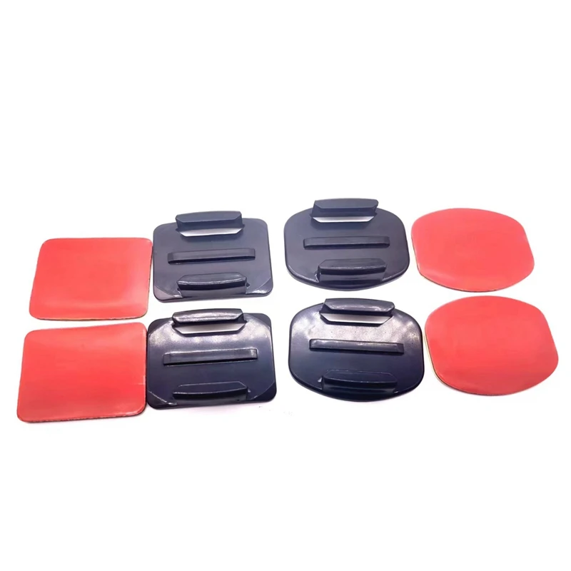 4Pcs Set For Gopro Hero 8/7/6/5 Helmet Accessories Small Ant Flat Curved Base Shangou Adhesive (With Stickers)