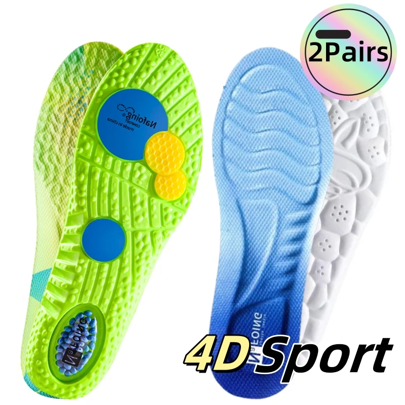 2Pairs الرياضة امتصاص الصدمات نعل إيفا رغوة الذاكرة قوس دعم تنفس أحذية تقويم العظام وسادة الرجال النساء قدم الرعاية الأحذية وسادة