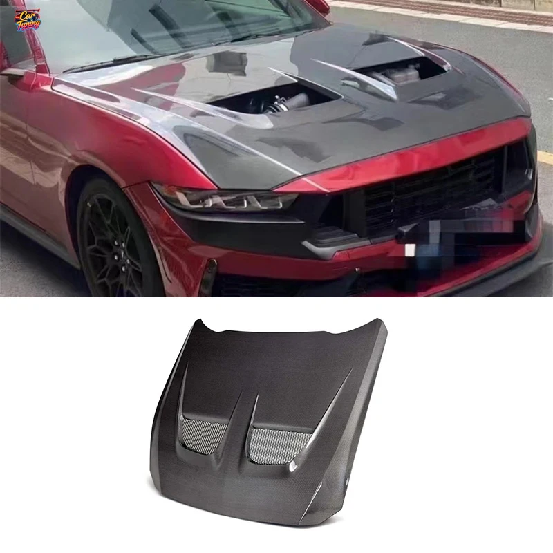 For Ford Mustang GT EcoBoost S650 Carbon Fiber GTD Style Open Vent Racing Design Track Aggressive Look 2024+ Engine Hood