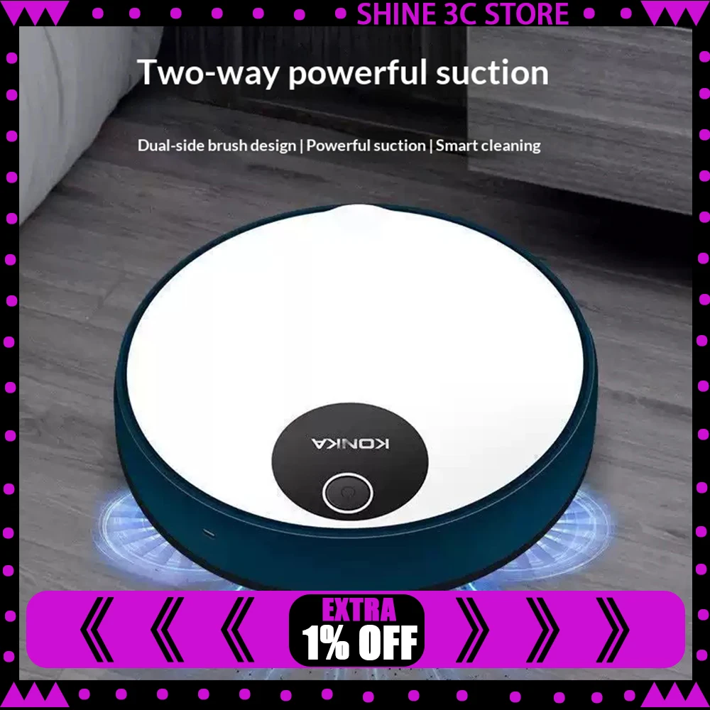 Robot Aspirador KANKA KC-VS41, Limpieza Potente con Aspiración, Robot de Limpieza con Succión de Cabello, Recogida Bidireccional