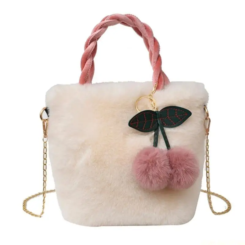 X90D Plush Shoulder Bag for Women Girl Crossbody Bag Large Capacity Tote Bucket Bags