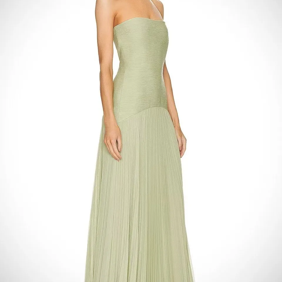 Women's Dress Luxury Strap-Breast Zipper Elegant Fairy Style Patchwork Evening Long Dress