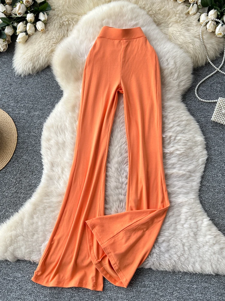 High Waist Yoga Pants Women's Slim Fit Flared Leggings Korean Sle Commute Faion Elastic Waist Sports Casual Pants