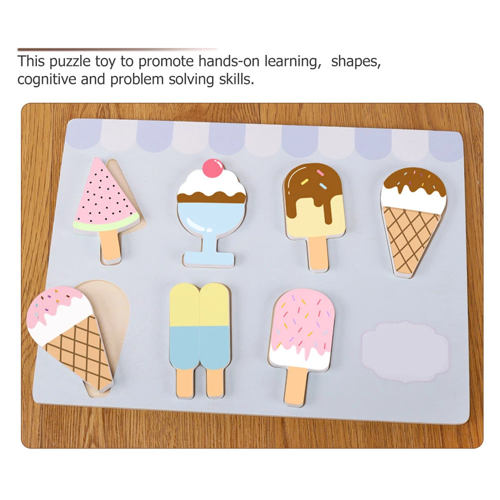 Ice Cream Puzzle Play Toy Shop Preschool Toys Wooden Kid Learning Color Recognition Kids Puzzles Pretend Child Children