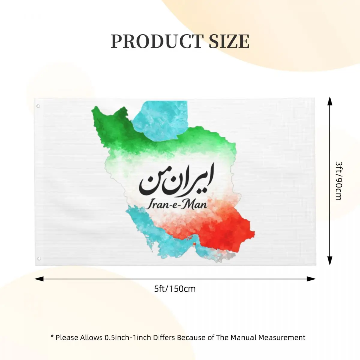 My Iran Iran The Map With Flag Flag Design 90X150cm Flags with 2 Grommets for Hanging Banner For College Dorm Room Bedroom