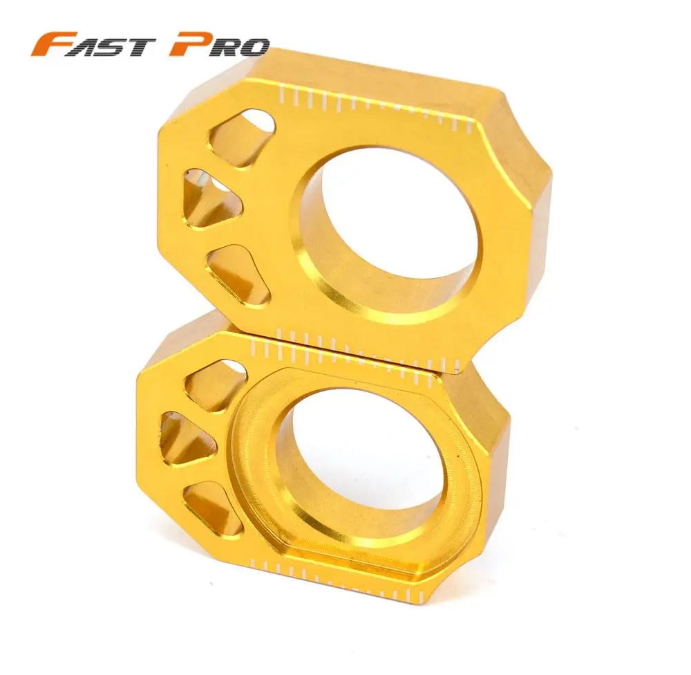 

Gold Pair Rear Chain Adjuster Axle Block CNC Motorcycle For SUZUKI RMZ250 2004-2016 RMZ450 2005-2016 RMX450Z 2010-2015