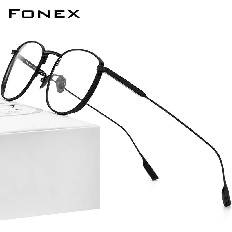 FONEX Pure Titanium Eyeglass Frame Men Brand Design Vintage Round Glasses Women Japanese UItralight High-Quality Eyewear 8517