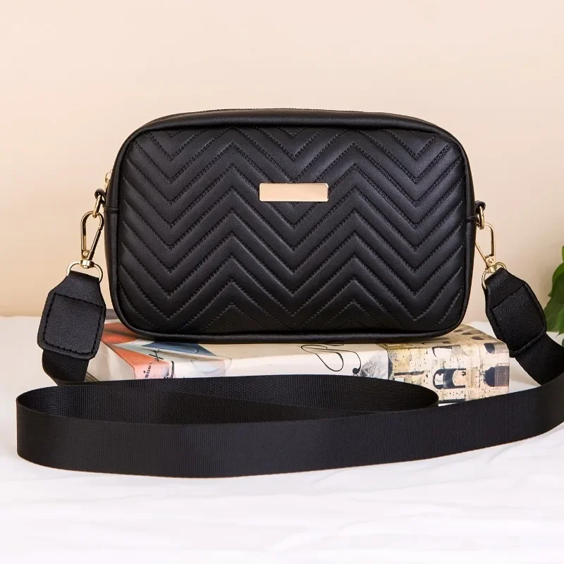 Simple Wave Embossed Shoulder Bag, Fashionable and Versatile Women's Leather Crossbody Bags, Suitable for Commuting and Banquets