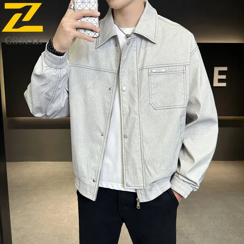 

COMXZ Big Size Jacket Autumn Coat Men Fashion Solid Color American style Lapel Loose Fit Casual Outerwear 2025 New Outdoor Wear