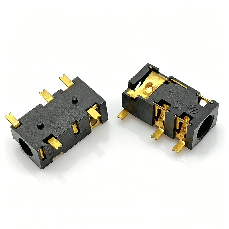 3.5mm headphone jack PJ-327AW - Dual-channel stereo flat-head five-pin gold-plated surface mount jack