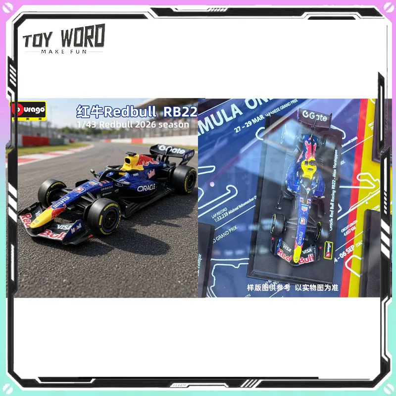 Original Burago 1:43 Red Bull RB22 F1 Model Formula Racing Car Model Alloy Simulation Collection 2026 Toy Ornament  Favorite