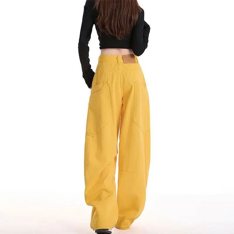 Retro Embroidered Knife  Denim Pants Black Women's Loose Workwear Scythe Trousers Spring Summer 2025 American Style High ...