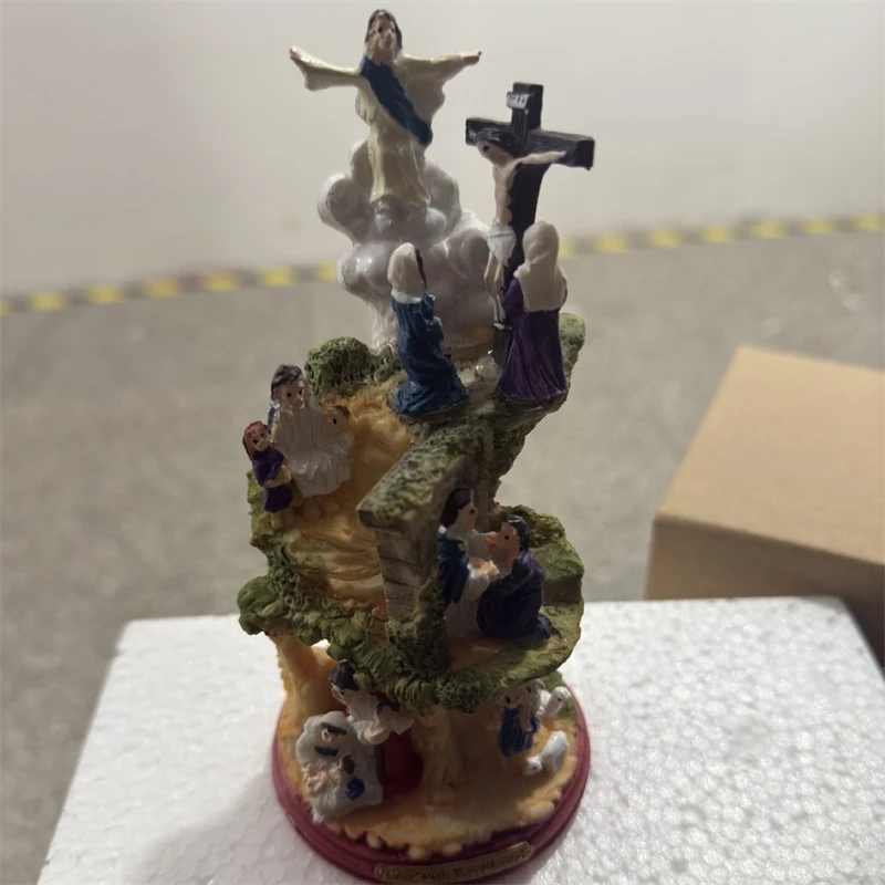Resin Nativity Manger Figurine Creative Easter Tabletop Ornament Indoor Home Centerpiece For Living Room Bedroom Office Desk