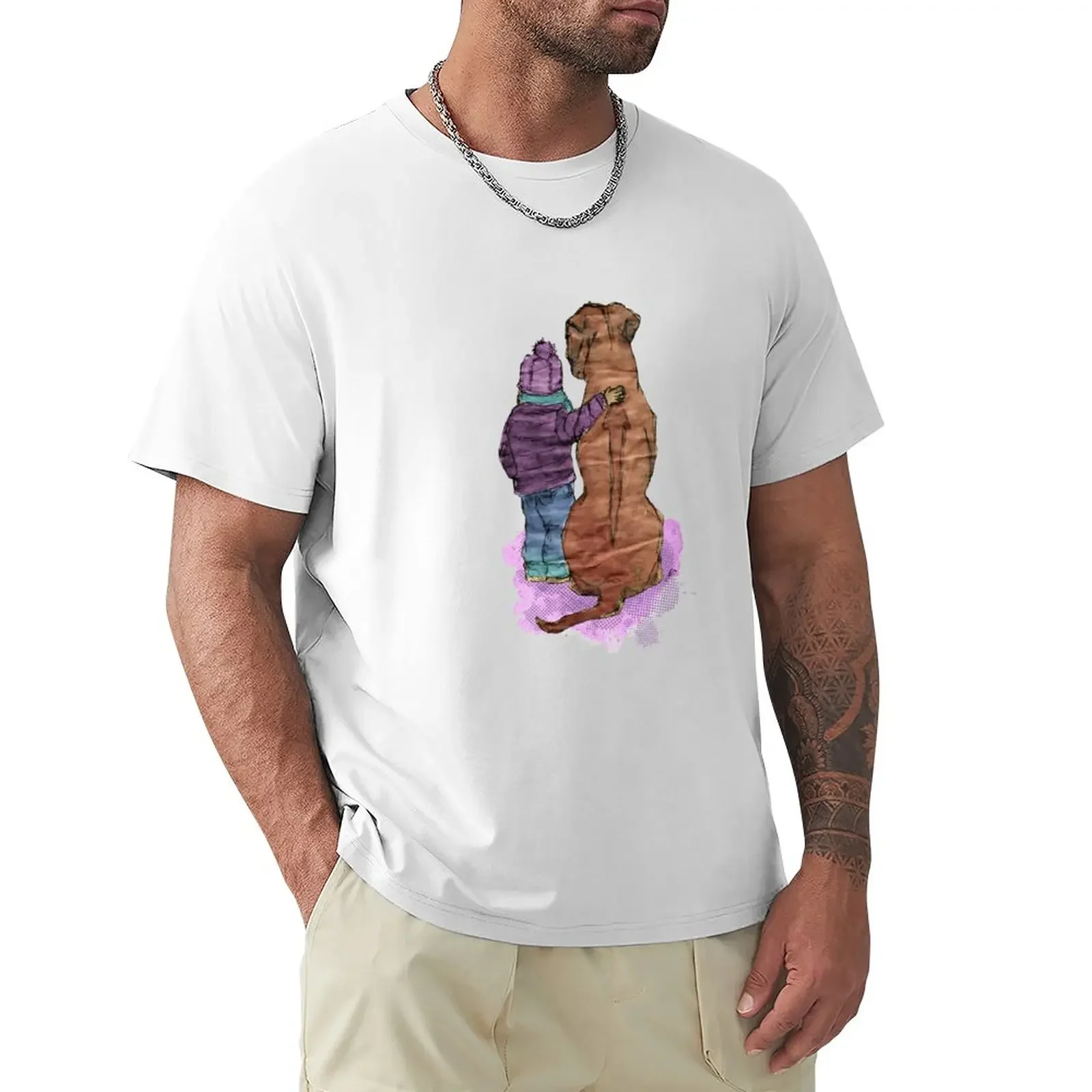 Friendship - Girl with Rhodesian Ridgeback T-Shirt hippie clothes oversizeds men workout shirt