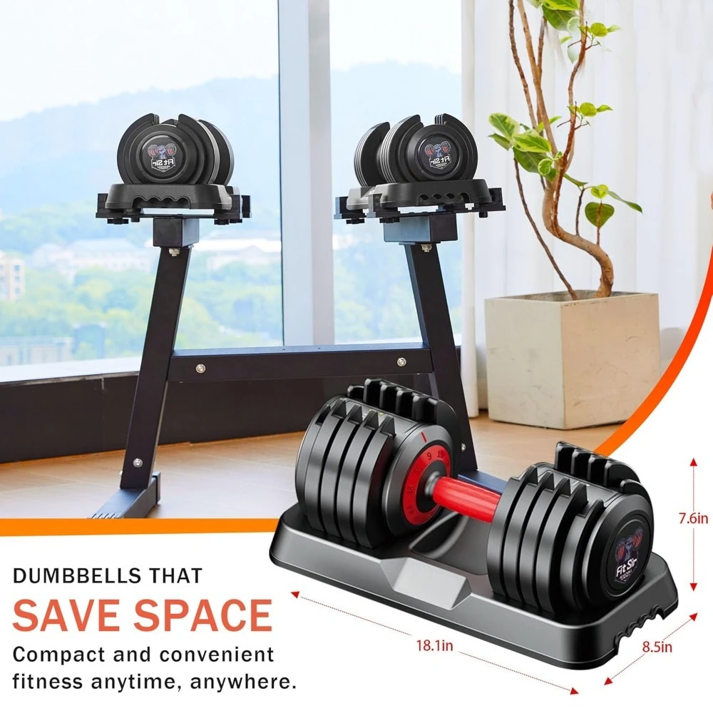 Adjustable Dumbbell Set, 10-in-1 25LB/55LB Ajustable Dumbbells with Safe Locking System, Enclosed Storage Tray, Customized image 6