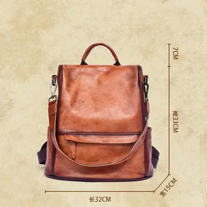 Damen-Mortaora-Leder-Rucksack, Vintage-Rucksäcke mit hoher Kapazität, Anti-Roub, Rindfleischleder, Luxus, für Reisen 10 Hauptverkaufskuh -Rucksack - №8