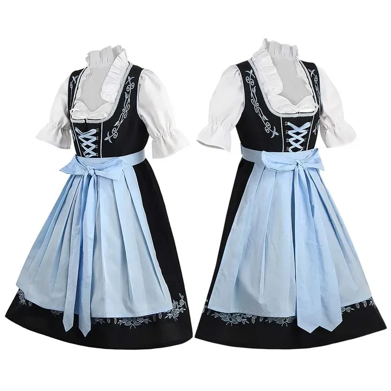 

Women's German Bavarian Oktoberfest Beer Festival Costume Dirndl Embroidery Dress for Carnival Partys;3'v,6.h;8'