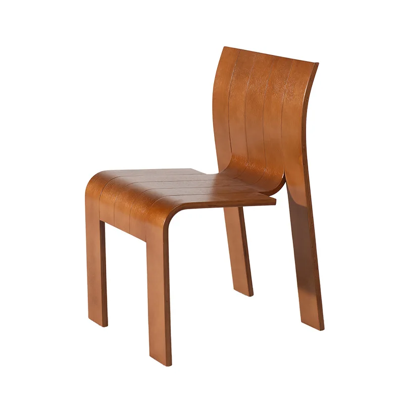 

Wind dining chair home backrest retro Internet celebrity designer single solid wood